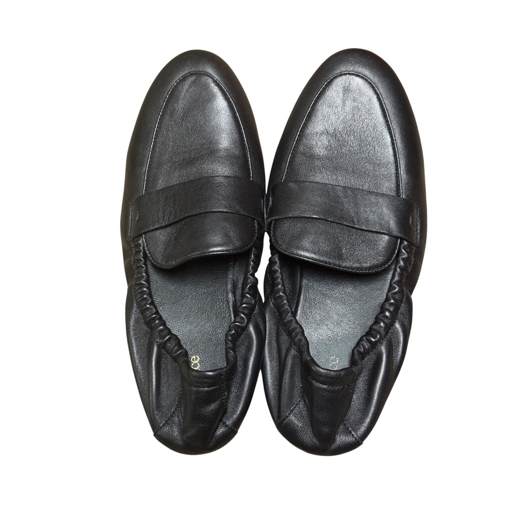 Quince Black Italian Leather Glove Loafers Flats Womens Size 8 Penny Strap